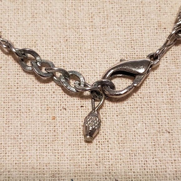 Boho Woven Silver Tone Peach Cabochon Necklace - Picture 5 of 6